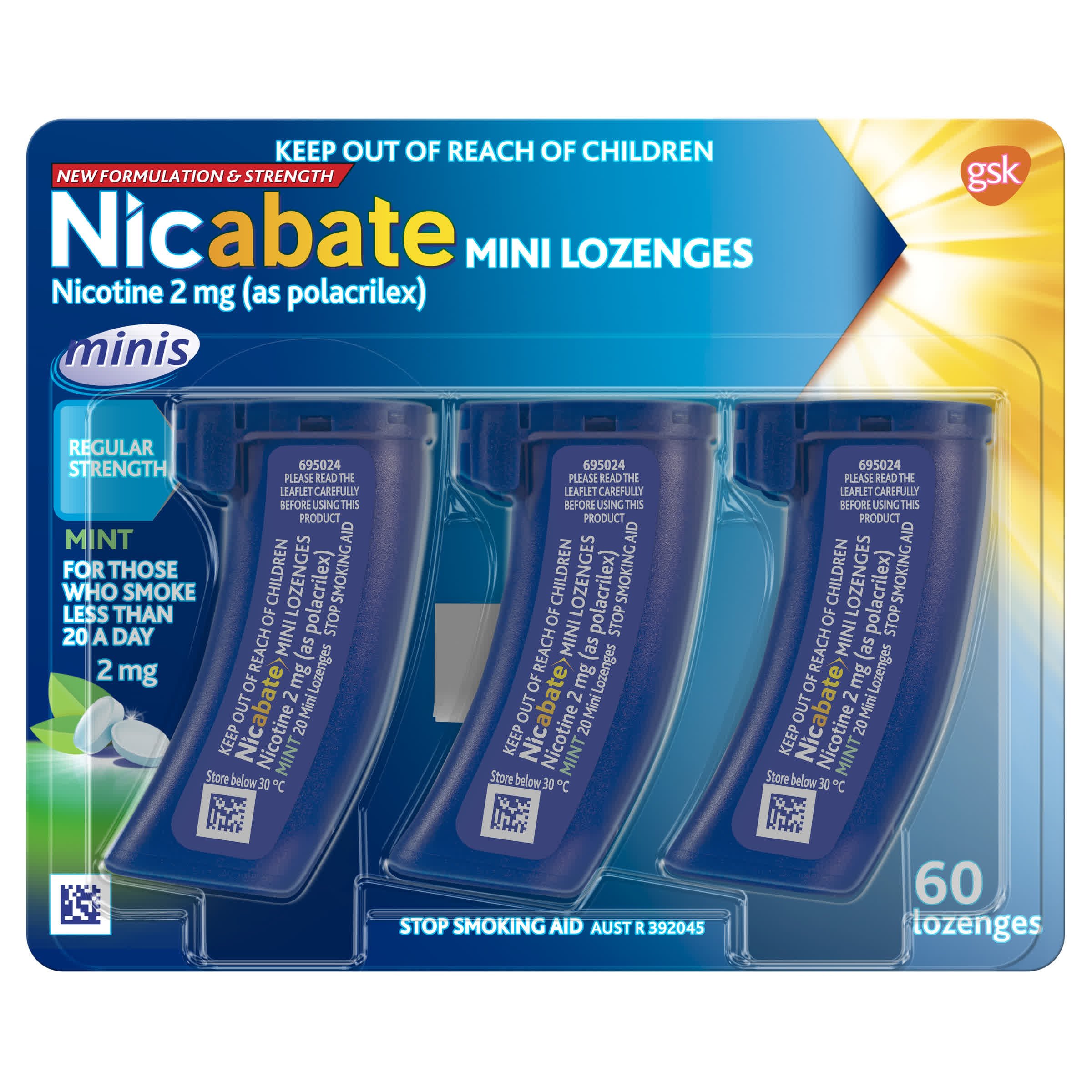 Nicabate Minis Lozenge Mint 2mg 60Pk
